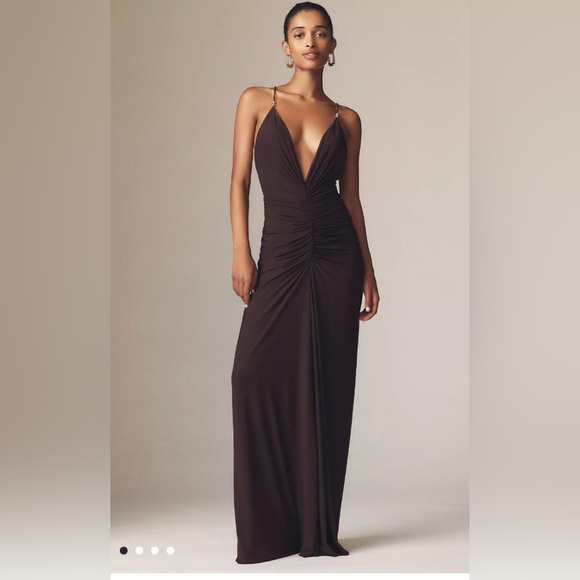 Ronny Kobo Collection Dresses & Skirts - Ronny Kobo Anya V-Neck Column Jersey Maxi Dress in chocolate size Medium.